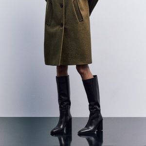 Zara Block Heel Leather Boots